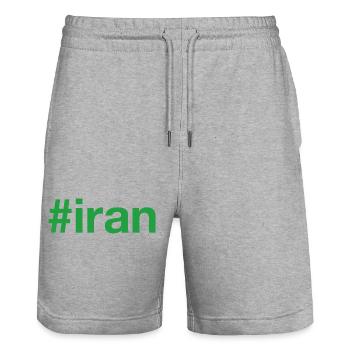 Iran Hashtag - Short de jogging bio TRAINER Stanley/Stella unisexe - gris chiné - Devant - Nik (191cm) & Marisol (170cm)