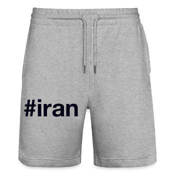 Iran Hashtag - Stanley/Stella Unisex Bio Joggingshorts Trainer  - Grau meliert - Vorne - Nik (191cm) & Marisol (170cm)
