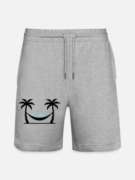 Hammock Two Palm Trees - Stanley/Stella Trainer Unisex Organic Jogging Shorts - heather grey