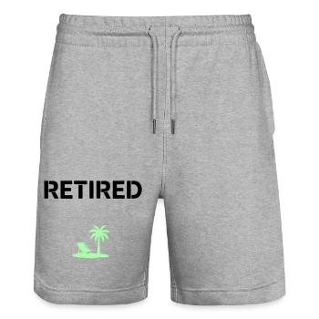Retired Pension Palm Tree Beach - Stanley/Stella Trainer Unisex Organic Jogging Shorts - heather grey - Front - Nik (191cm) & Marisol (170cm)