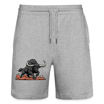 Black Buffalo Charge Maskottchen Buffalo Power - Stanley/Stella Unisex Bio Joggingshorts Trainer  - Grau meliert - Vorne - Nik (191cm) & Marisol (170cm)
