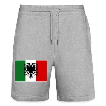 Albanien Italien Arbresh Flagge  - Stanley/Stella Unisex Bio Joggingshorts Trainer  - Grau meliert - Vorne - Nik (191cm) & Marisol (170cm)