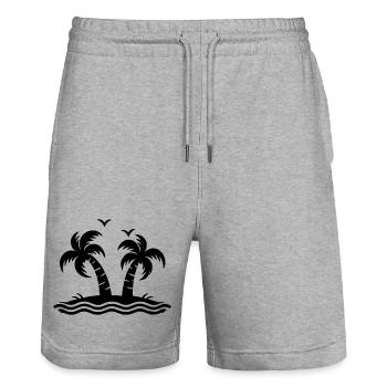 Palm trees - Stanley/Stella Trainer Unisex Organic Jogging Shorts - heather grey - Front - Nik (191cm) & Marisol (170cm)