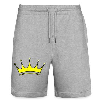 Crown Symbol - Stanley/Stella Trainer Unisex Organic Jogging Shorts - heather grey - Front - Nik (191cm) & Marisol (170cm)