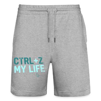 Développeur Sweat à capuche amusant, CTRL+Z My Life, Mug - Short de jogging bio TRAINER Stanley/Stella unisexe - gris chiné - Devant - Nik (191cm) & Marisol (170cm)