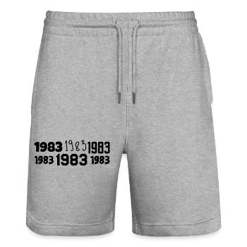 1983 – Großartig seit 1983 - Stanley/Stella Unisex Bio Joggingshorts Trainer  - Grau meliert - Vorne - Nik (191cm) & Marisol (170cm)