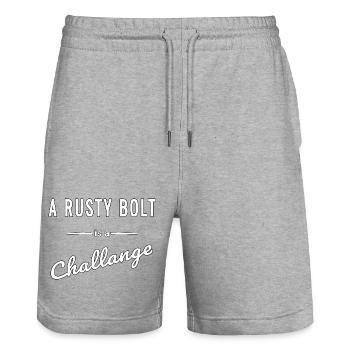 A Rusty Bolt is a real challenge – saying - Stanley/Stella Trainer Unisex Organic Jogging Shorts - heather grey - Front - Nik (191cm) & Marisol (170cm)