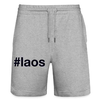 Laos Hashtag - Stanley/Stella Unisex Bio Joggingshorts Trainer  - Grau meliert - Vorne - Nik (191cm) & Marisol (170cm)
