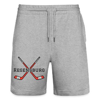 Eihockey Regensburg - Stanley/Stella Unisex Bio Joggingshorts Trainer  - Grau meliert - Vorne - Nik (191cm) & Marisol (170cm)