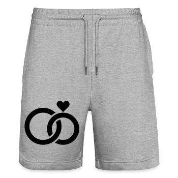 Wedding, Engagement, Wedding Celebration - Stanley/Stella Trainer Unisex Organic Jogging Shorts - heather grey - Front - Nik (191cm) & Marisol (170cm)