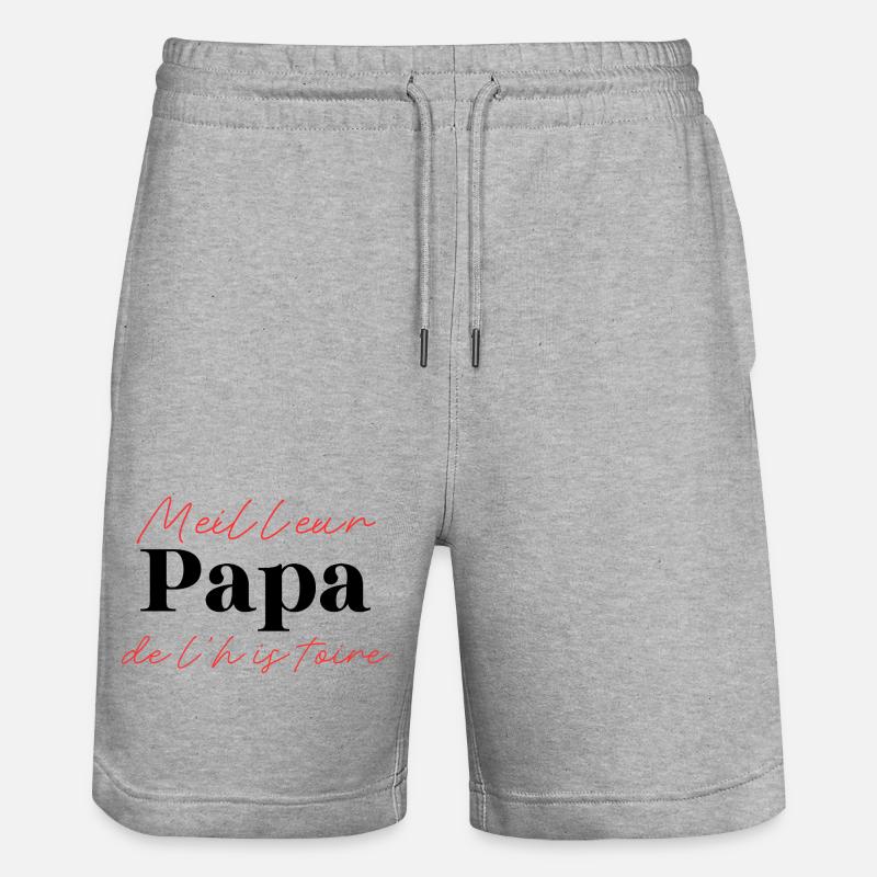 Bester Vater der Geschichte – Originalgeschenk - Stanley/Stella Unisex Bio Joggingshorts Trainer  - Grau meliert