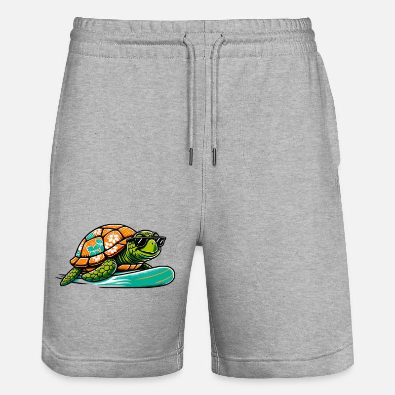 Planche de surf Hawaïenne Turtle - Short de jogging bio TRAINER Stanley/Stella unisexe - gris chiné