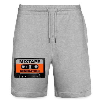 Mixtape Generation, t-shirt amusant Gen X Fun - Short de jogging bio TRAINER Stanley/Stella unisexe - gris chiné - Devant - Nik (191cm) & Marisol (170cm)