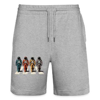 Astronaut Zebra Stripe Retro Space Astronaut - Short de jogging bio TRAINER Stanley/Stella unisexe - gris chiné - Devant - Nik (191cm) & Marisol (170cm)