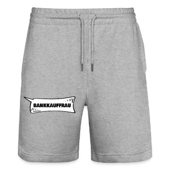 Gift for bank clerk - Stanley/Stella Trainer Unisex Organic Jogging Shorts - heather grey - Front - Nik (191cm) & Marisol (170cm)