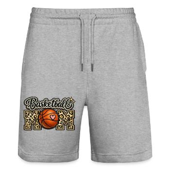 Basketball-Mama-Leoparden-Shirt Muttertag - Stanley/Stella Unisex Bio Joggingshorts Trainer  - Grau meliert - Vorne - Nik (191cm) & Marisol (170cm)