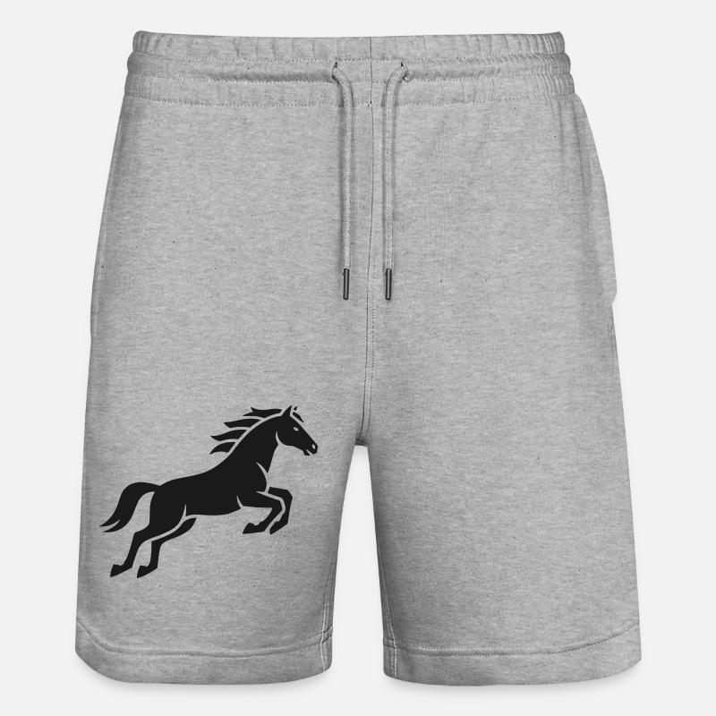 Springendes Pferd Silhouette - Stanley/Stella Unisex Bio Joggingshorts Trainer  - Grau meliert