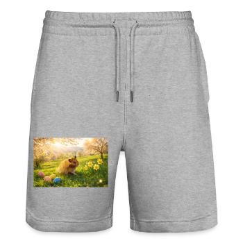 Chico 11: Ostern 2026 - Stanley/Stella Unisex Bio Joggingshorts Trainer  - Grau meliert - Vorne - Nik (191cm) & Marisol (170cm)