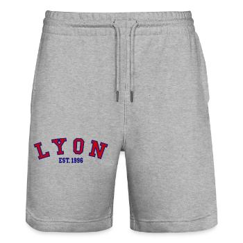 Lyon gegründet 1996 - Stanley/Stella Unisex Bio Joggingshorts Trainer  - Grau meliert - Vorne - Nik (191cm) & Marisol (170cm)