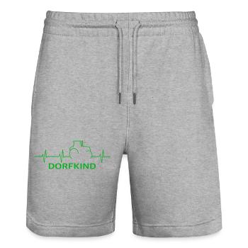 Ferme Heartbeat du Village du Village du Tracteur - Short de jogging bio TRAINER Stanley/Stella unisexe - gris chiné - Devant - Nik (191cm) & Marisol (170cm)