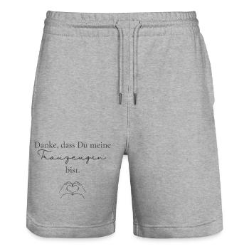 Danke Trauzeugin - Stanley/Stella Unisex Bio Joggingshorts Trainer  - Grau meliert - Vorne - Nik (191cm) & Marisol (170cm)