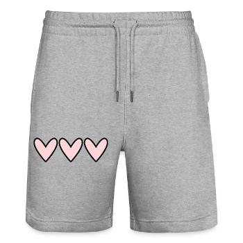 HERZ. PAAR. VALENTINSTAG. GERADE VERHEIRATET. Junggesellinnenabschied. - Stanley/Stella Unisex Bio Joggingshorts Trainer  - Grau meliert - Vorne - Nik (191cm) & Marisol (170cm)
