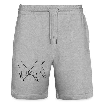 Holding hands motif love - Stanley/Stella Trainer Unisex Organic Jogging Shorts - heather grey - Front - Nik (191cm) & Marisol (170cm)