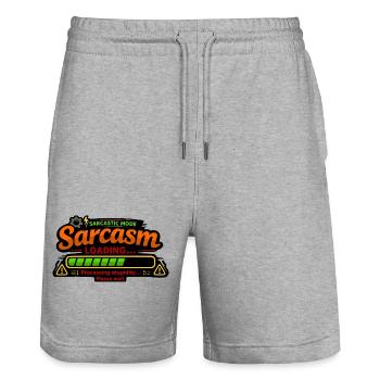 Chargement du sarcasme – Traitement de la stupidité - Short de jogging bio TRAINER Stanley/Stella unisexe - gris chiné - Devant - Nik (191cm) & Marisol (170cm)