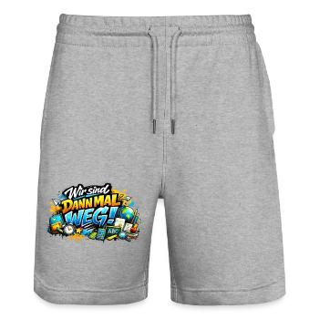 Wir sind dann mal weg Schulabenteuer - Stanley/Stella Unisex Bio Joggingshorts Trainer  - Grau meliert - Vorne - Nik (191cm) & Marisol (170cm)