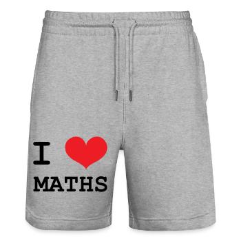 I Love Maths: Passion Mathematics T-Shirt - Stanley/Stella Unisex Bio Joggingshorts Trainer  - Grau meliert - Vorne - Nik (191cm) & Marisol (170cm)