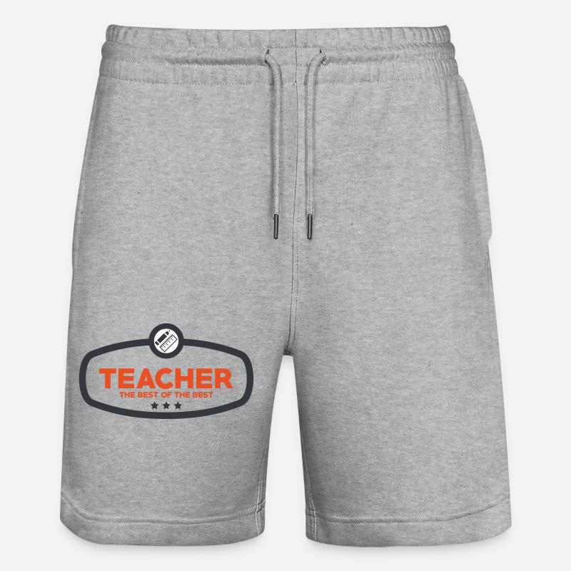 Der beste Lehrer: Ret-Schul-Abzeichendesign - Stanley/Stella Unisex Bio Joggingshorts Trainer  - Grau meliert