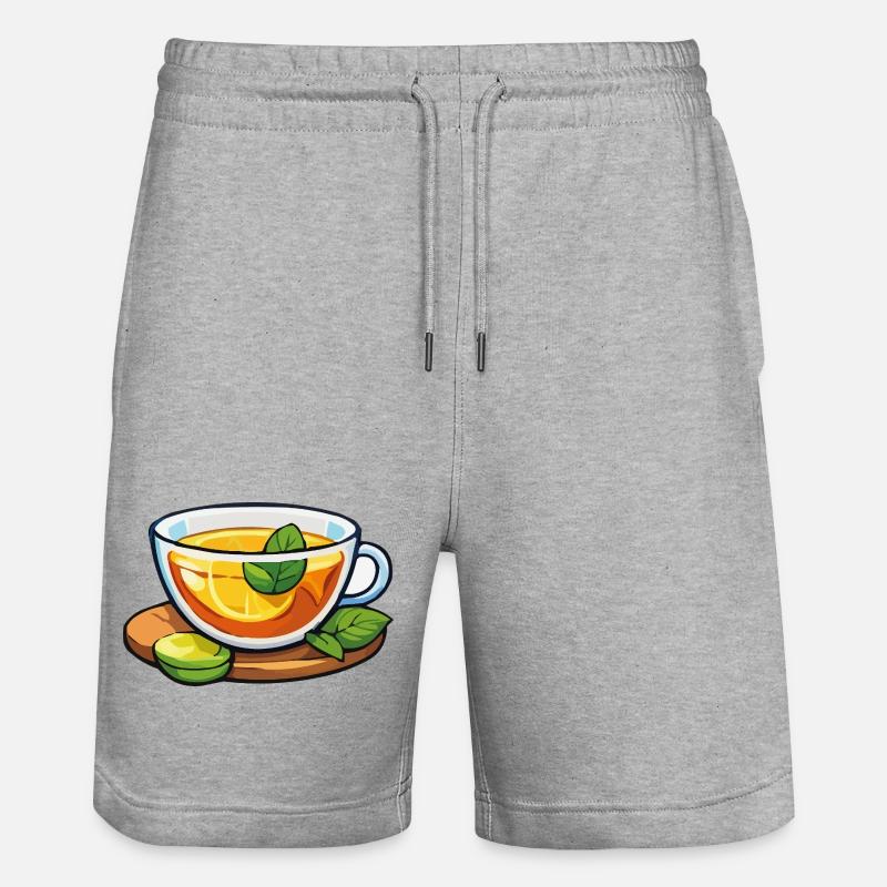 Zitrustee mit Minze - Stanley/Stella Unisex Bio Joggingshorts Trainer  - Grau meliert