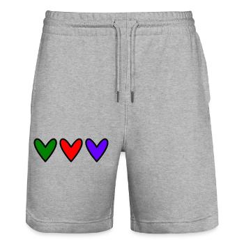 HERZ. HERZ. VALENTINSTAG. LIEBE. LIEBE. PAAR. - Stanley/Stella Unisex Bio Joggingshorts Trainer  - Grau meliert - Vorne - Nik (191cm) & Marisol (170cm)