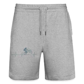 W9061 - Stanley/Stella Trainer Unisex Organic Jogging Shorts - heather grey - Front - Nik (191cm) & Marisol (170cm)
