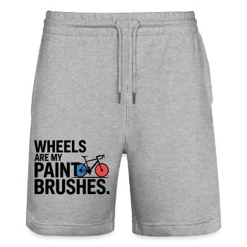 Artistic Cycling Wheels Are My Paint Brushes Pro  - Stanley/Stella Trainer Unisex Organic Jogging Shorts - heather grey - Front - Nik (191cm) & Marisol (170cm)
