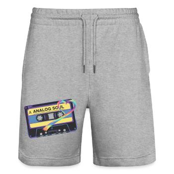 Analog Soul Vintage Cassette Heart Art - Stanley/Stella Trainer Unisex Organic Jogging Shorts - heather grey - Front - Nik (191cm) & Marisol (170cm)