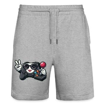Kawaii-Spielcontroller-Friedenszeichen - Stanley/Stella Unisex Bio Joggingshorts Trainer  - Grau meliert - Vorne - Nik (191cm) & Marisol (170cm)