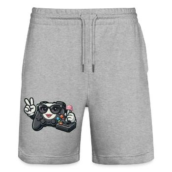 Manette de jeu Kawaii WWII - Short de jogging bio TRAINER Stanley/Stella unisexe - gris chiné - Devant - Nik (191cm) & Marisol (170cm)