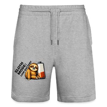 Sloth and Juice Bottle Chill - Stanley/Stella Trainer Unisex Organic Jogging Shorts - heather grey - Front - Nik (191cm) & Marisol (170cm)
