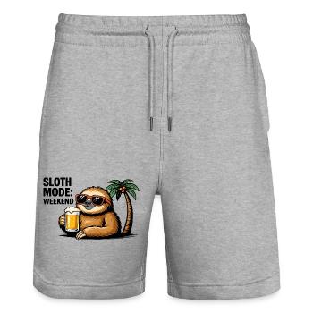 Sunny Sloth Bier Holiday - Stanley/Stella Unisex Bio Joggingshorts Trainer  - Grau meliert - Vorne - Nik (191cm) & Marisol (170cm)
