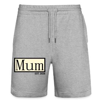 Maman du bébé biologique 2026 - Short de jogging bio TRAINER Stanley/Stella unisexe - gris chiné - Devant - Nik (191cm) & Marisol (170cm)