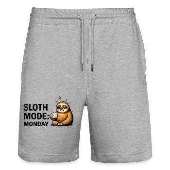 Sloth Mode Monday - Stanley/Stella Trainer Unisex Organic Jogging Shorts - heather grey - Front - Nik (191cm) & Marisol (170cm)