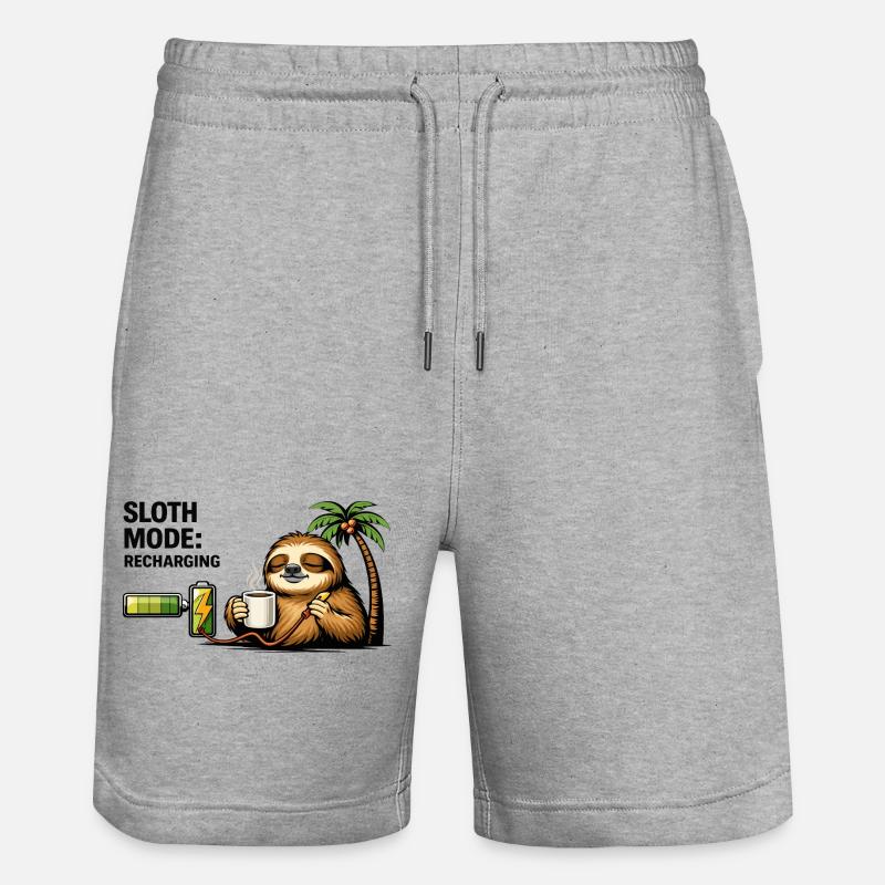 Sloth Mode Recharging Coffee - Stanley/Stella Trainer Unisex Organic Jogging Shorts - heather grey