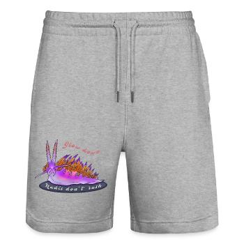 Purple Nudi – Life in the Slow Lane - Stanley/Stella Unisex Bio Joggingshorts Trainer  - Grau meliert - Vorne - Nik (191cm) & Marisol (170cm)