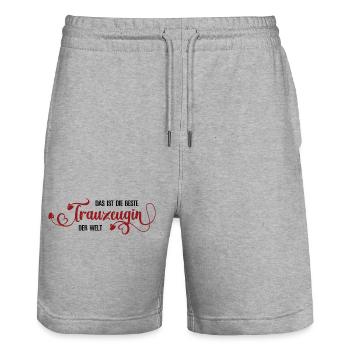 Maid of Honor Best Friend Sister Wedding - Stanley/Stella Trainer Unisex Organic Jogging Shorts - heather grey - Front - Nik (191cm) & Marisol (170cm)