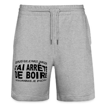 J'ai arrêté de boire désormais je picole humour - Short de jogging bio TRAINER Stanley/Stella unisexe - gris chiné - Devant - Nik (191cm) & Marisol (170cm)