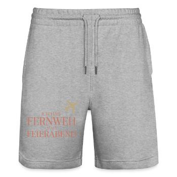  Ich Hab Fernweh Statt Feierabend Reise Spruch Für - Stanley/Stella Unisex Bio Joggingshorts Trainer  - Grau meliert - Vorne - Nik (191cm) & Marisol (170cm)