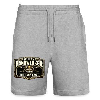 Ich bin Handwerker Premium - Stanley/Stella Unisex Bio Joggingshorts Trainer  - Grau meliert - Vorne - Nik (191cm) & Marisol (170cm)