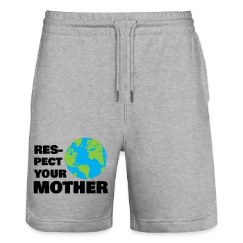 Respect Your Mother Earth Globe Eco Awareness Art - Stanley/Stella Unisex Bio Joggingshorts Trainer  - Grau meliert - Vorne - Nik (191cm) & Marisol (170cm)