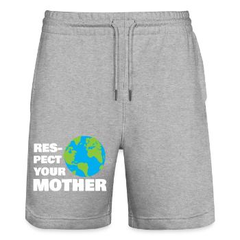 Respect Your Mother Earth Typographie Design - Short de jogging bio TRAINER Stanley/Stella unisexe - gris chiné - Devant - Nik (191cm) & Marisol (170cm)